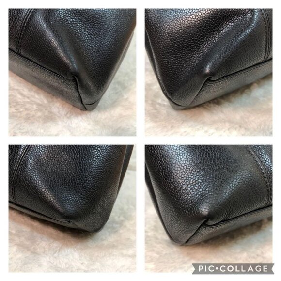 Authentic CHANEL CC Timeless Caviar Logo Shoulder Tote Bag Black Leather Purse - Picture 15 of 16
